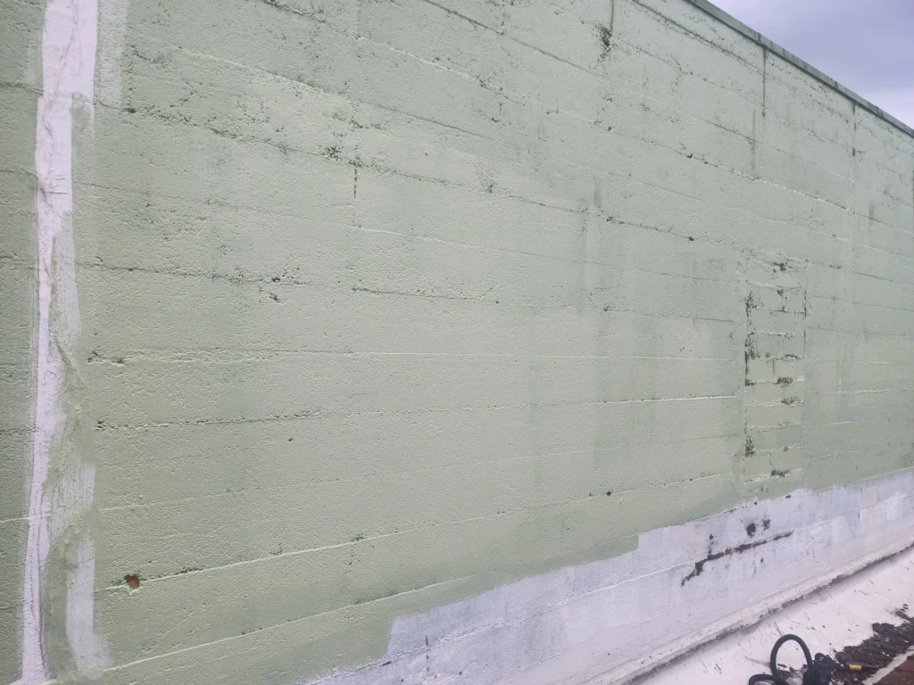 Plain green wall with uneven paint